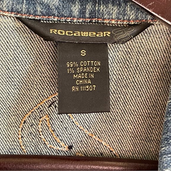 VINTAGE Rocawear Denim Jacket With Custom Beadwork - Picture 4 of 13